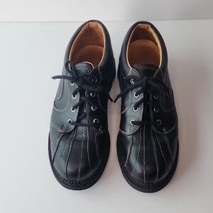 John Fluevog The Supervog Black Leather Derby Shoe Size 8.5